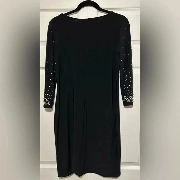 Annalee and Hope Black Knit Dress with Pearl Trim Size Medium - Picture 8 of 8